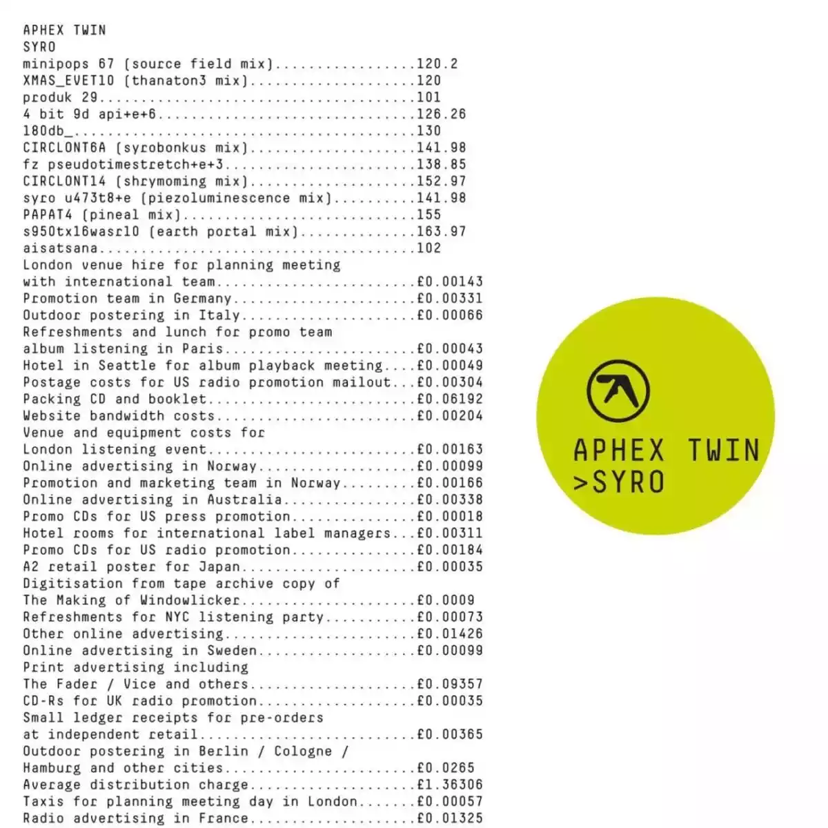 Album cover for "Syro" by Aphex Twin